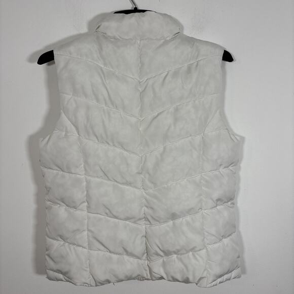 Aeropostale Remixed Down Puffer Vest Large Off White Recycled Fall Layering - Picture 5 of 7